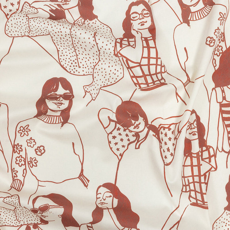 Stretch Cotton Sateen - Pink and White Women - Cameo Print - Mood Exclusive Viso Collection