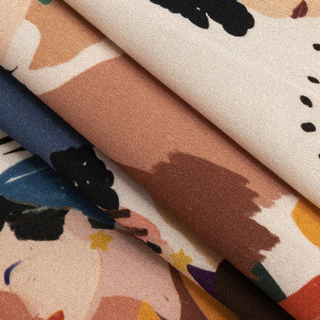 Stretch Cotton Sateen - Pink and Multi Fashionable Figures - Sulla Piazza Print - Mood Exclusive Viso Collection