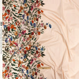Stretch Cotton Sateen - Pink and Multicolor Floral Border - Adagio Print - Mood Exclusive Viso Collection