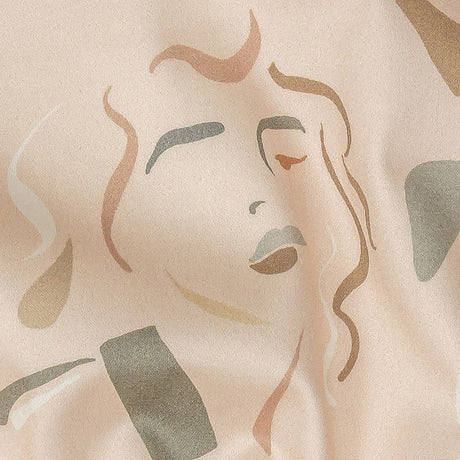 Stretch Cotton Sateen - Pink and Gray Faces - Le Muse Print - Mood Exclusive Viso Collection