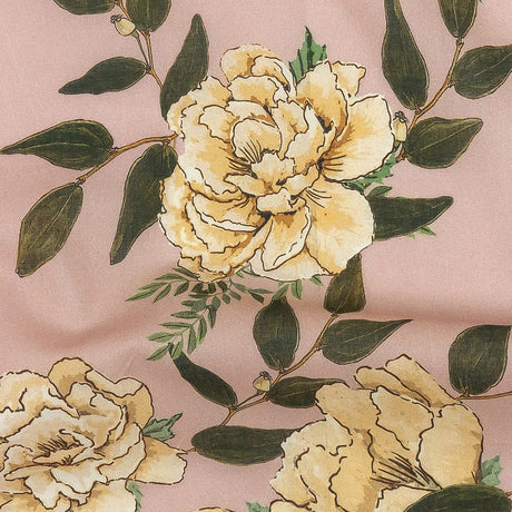 Cotton Voile - Pink and Yellow Roses - Grazie Print - Mood Exclusive Viso Collection
