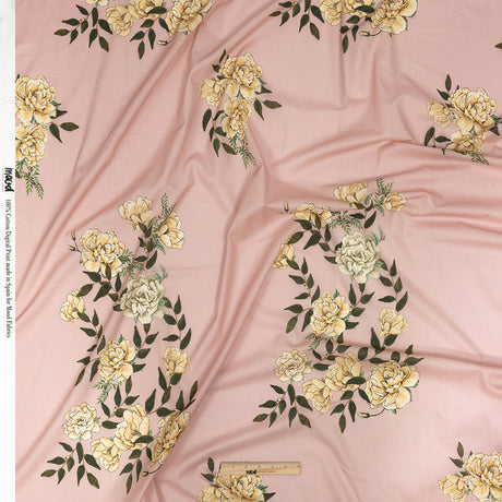 Cotton Voile - Pink and Yellow Roses - Grazie Print - Mood Exclusive Viso Collection