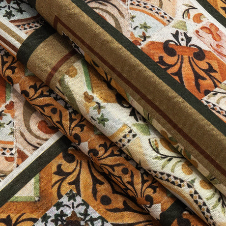 Cotton Voile - Pink and Orange Ornate Patchwork - Arabesco Print - Mood Exclusive Viso Collection