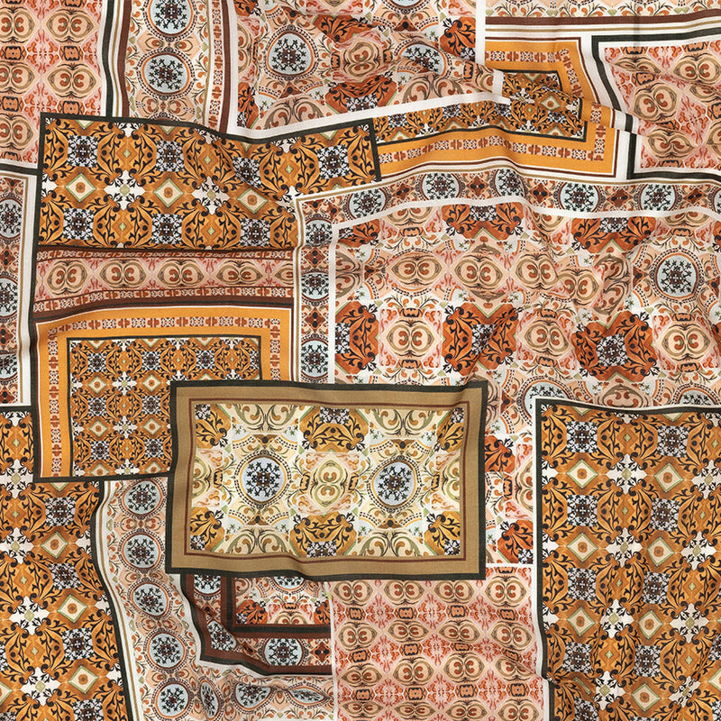 Cotton Voile - Pink and Orange Ornate Patchwork - Arabesco Print - Mood Exclusive Viso Collection