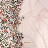 Cotton Voile - Pink and Multicolor Floral Border - Adagio Print - Mood Exclusive Viso Collection