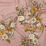 Linen and Rayon Woven - Pink, Yellow and White Rose Sprays - Bella Verona Print - Mood Exclusive Viso Collection