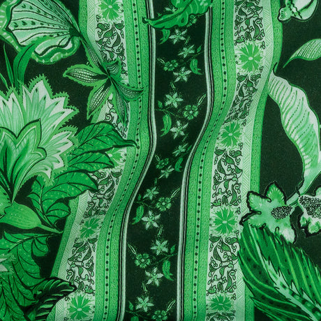 Stretch Cotton Sateen - Kelly Green Floral Stripes - Mood Exclusive Palazzo dei Fiori Print