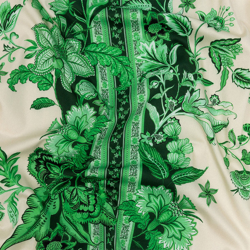 Stretch Cotton Sateen - Kelly Green Floral Stripes - Mood Exclusive Palazzo dei Fiori Print