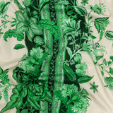 Stretch Cotton Sateen - Kelly Green Floral Stripes - Mood Exclusive Palazzo dei Fiori Print