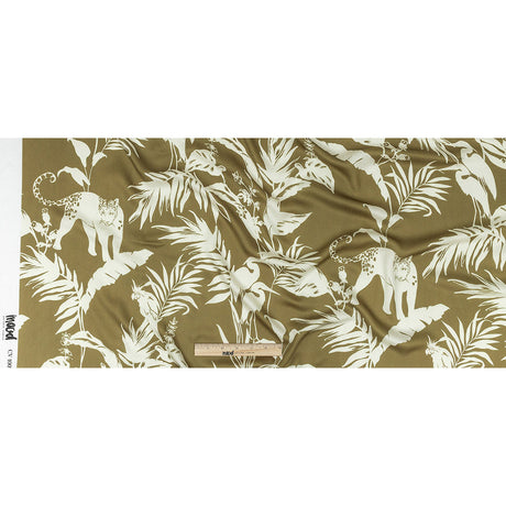 Rayon Challis - Olive Animals and Leaves - Understory Samba Print - Mood Exclusive Rio Collection