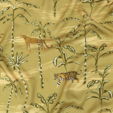 Rayon Challis - Palm Trees and Big Cats - Cerrado Print - Mood Exclusive Rio Collection