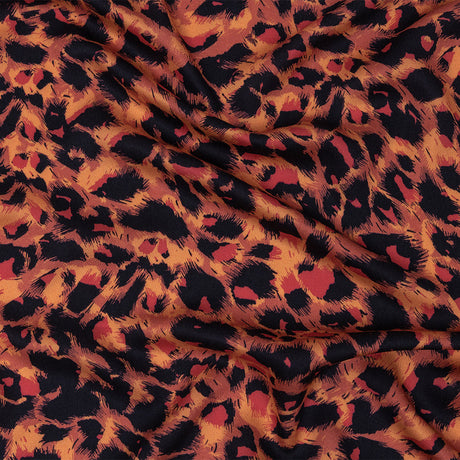 Rayon Challis - Pink and Orange Leopard Spots - Tijuca Sunrise Print - Mood Exclusive Rio Collection