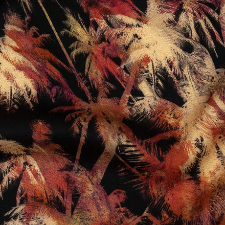 Rayon Challis - Black and Pink Palm Trees - Pindorama Print - Mood Exclusive Rio Collection
