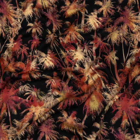 Rayon Challis - Black and Pink Palm Trees - Pindorama Print - Mood Exclusive Rio Collection