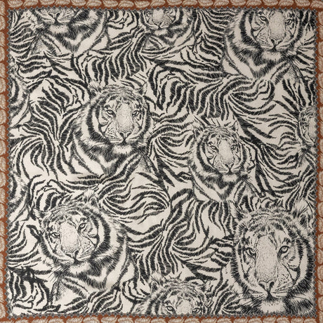 Rayon Challis Panel - Black and White Tigers - Smiling Peril Print - Mood Exclusive Rio Collection