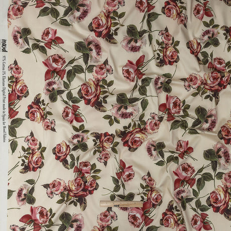 Stretch Cotton Sateen - White and Pink Floral - Inhotim Blooms Print - Mood Exclusive Rio Collection