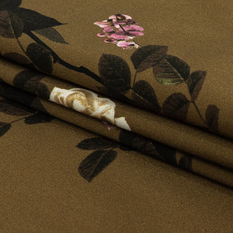 Stretch Cotton Sateen - Olive Floral - Rosa da Selva Print - Mood Exclusive Rio Collection