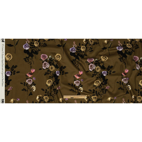 Stretch Cotton Sateen - Olive Floral - Rosa da Selva Print - Mood Exclusive Rio Collection