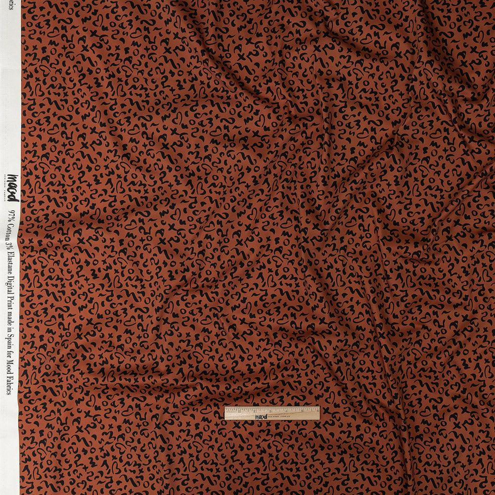 Stretch Cotton Sateen - Mango Doodle Spots - Ancient Iconography Print - Mood Exclusive Rio Collection