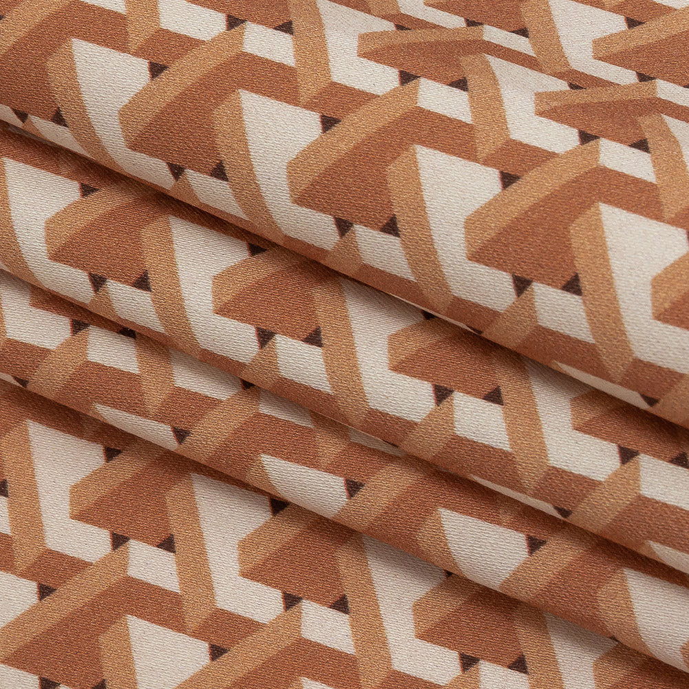 Stretch Cotton Sateen - Melon Geometric - Maloca Print - Mood Exclusive Rio Collection