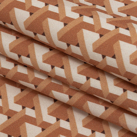 Stretch Cotton Sateen - Melon Geometric - Maloca Print - Mood Exclusive Rio Collection