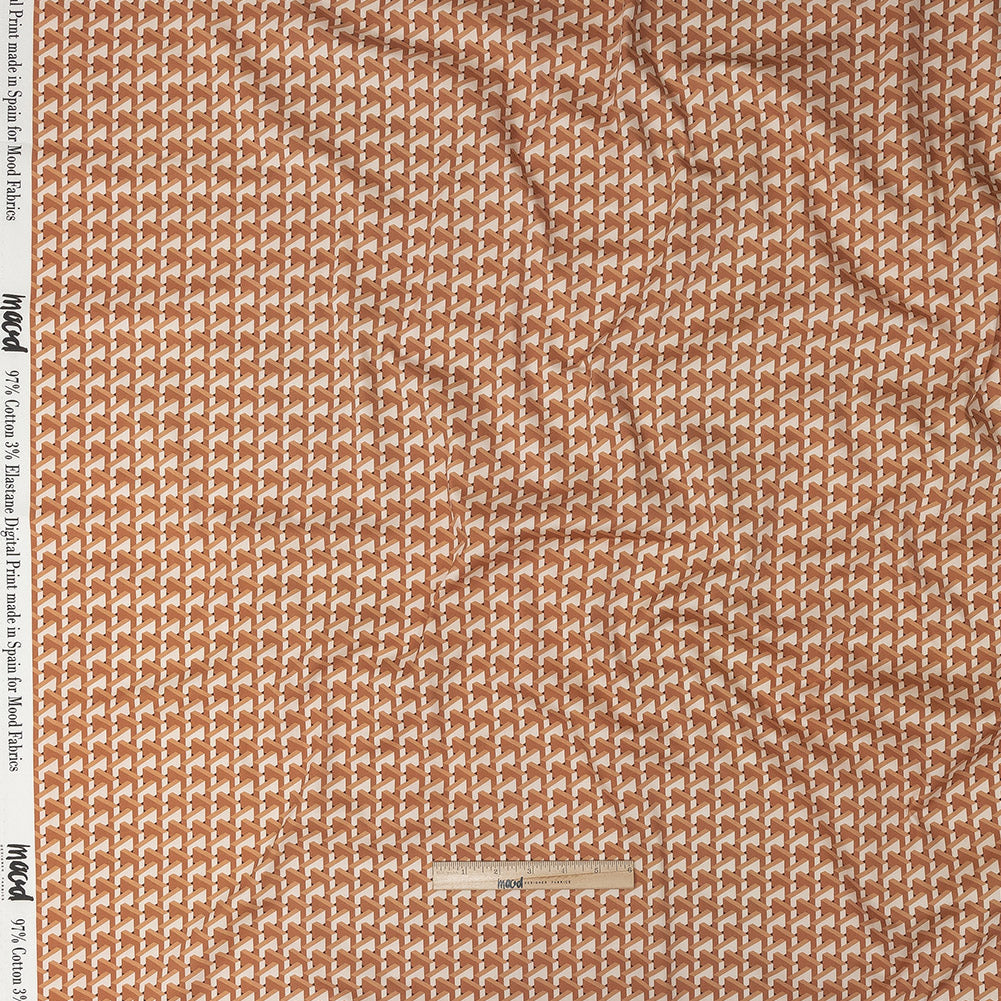 Stretch Cotton Sateen - Melon Geometric - Maloca Print - Mood Exclusive Rio Collection