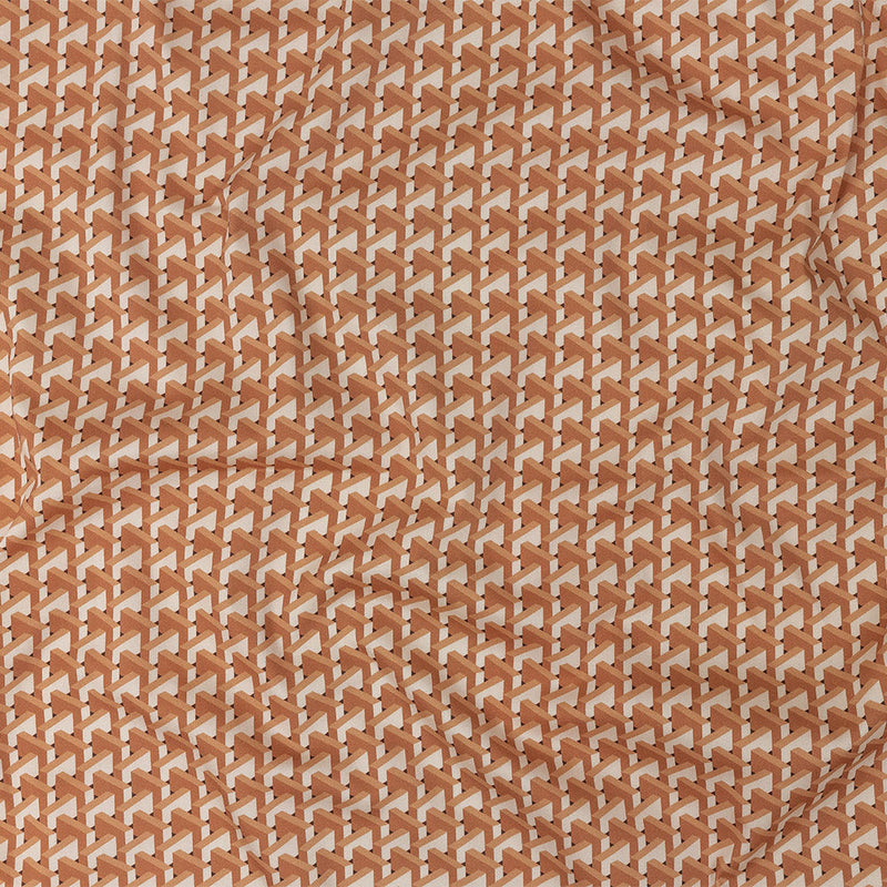 Stretch Cotton Sateen - Melon Geometric - Maloca Print - Mood Exclusive Rio Collection