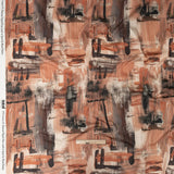 Stretch Cotton Sateen - Pink and Gray Brushstrokes - Brush With Danger Print - Mood Exclusive Rio Collection
