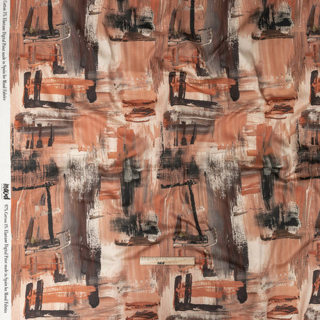 Stretch Cotton Sateen - Pink and Gray Brushstrokes - Brush With Danger Print - Mood Exclusive Rio Collection