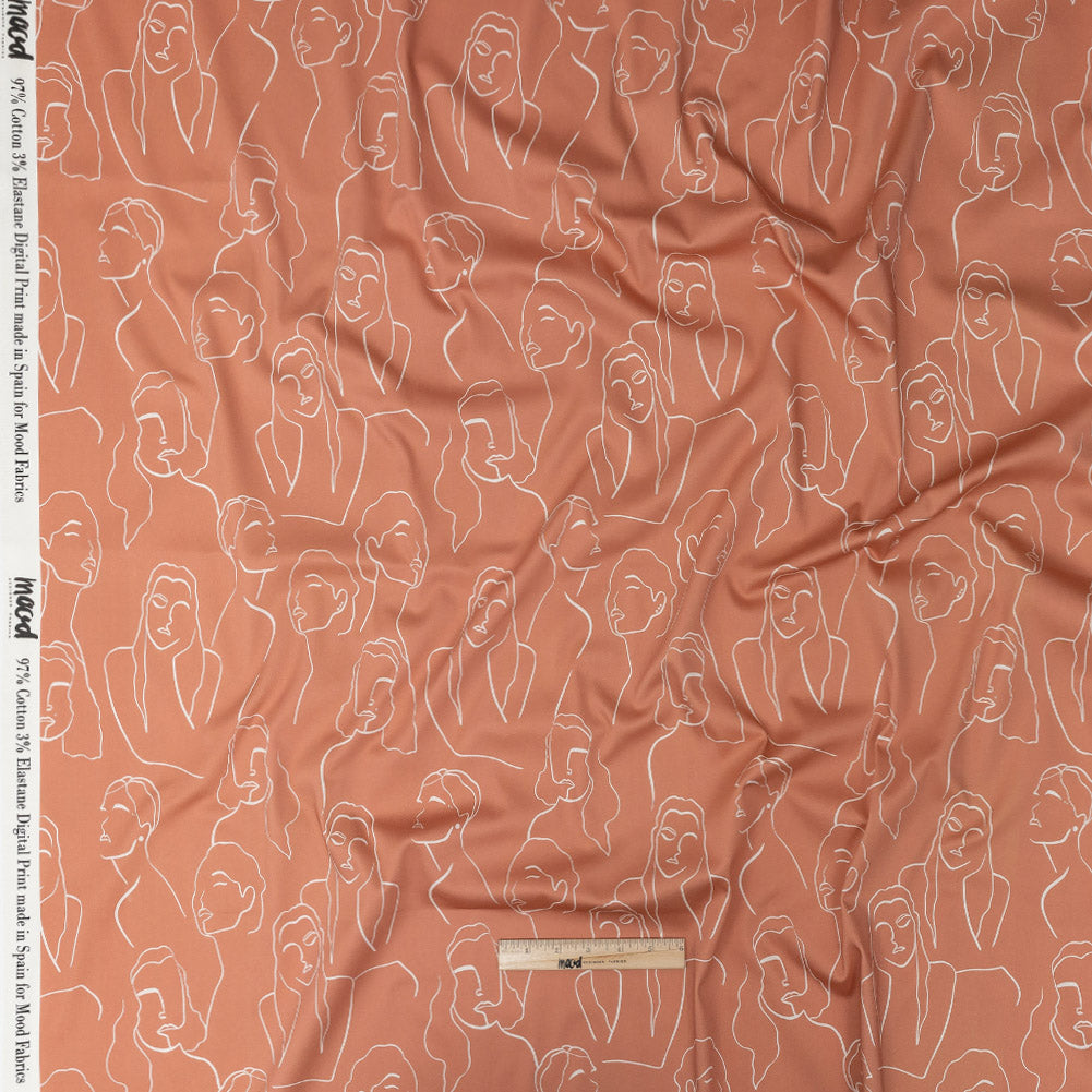 Stretch Cotton Sateen - Pink Face Outlines - Sweltering Society Print - Mood Exclusive Rio Collection