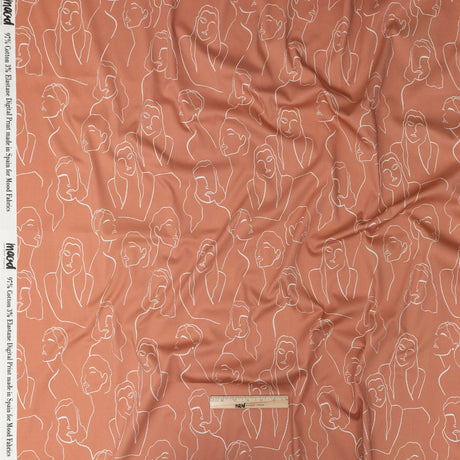 Stretch Cotton Sateen - Pink Face Outlines - Sweltering Society Print - Mood Exclusive Rio Collection