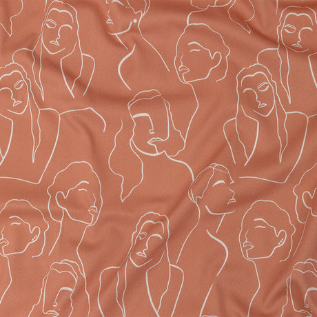 Stretch Cotton Sateen - Pink Face Outlines - Sweltering Society Print - Mood Exclusive Rio Collection