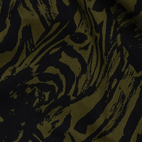 Stretch Cotton Sateen - Olive Zebras and Stripes - Marajo Print - Mood Exclusive Rio Collection