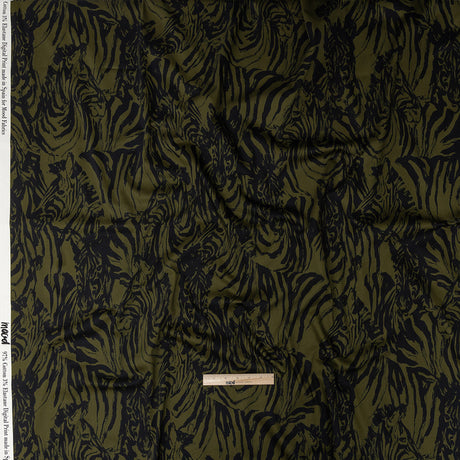 Stretch Cotton Sateen - Olive Zebras and Stripes - Marajo Print - Mood Exclusive Rio Collection