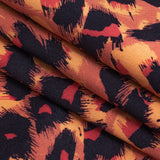 Stretch Cotton Sateen - Pink and Orange Leopard Spots - Tijuca Sunrise Print - Mood Exclusive Rio Collection
