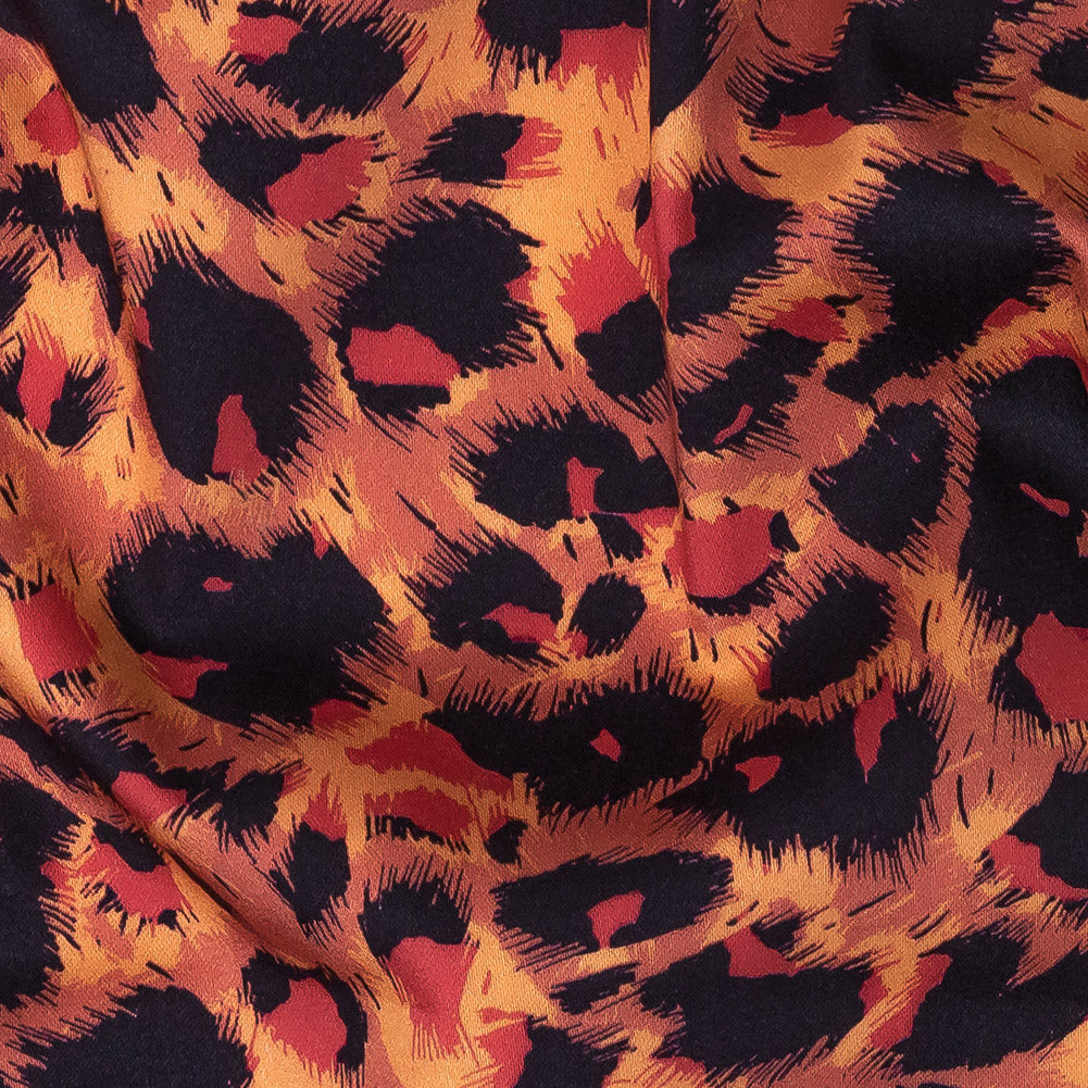 Stretch Cotton Sateen - Pink and Orange Leopard Spots - Tijuca Sunrise Print - Mood Exclusive Rio Collection