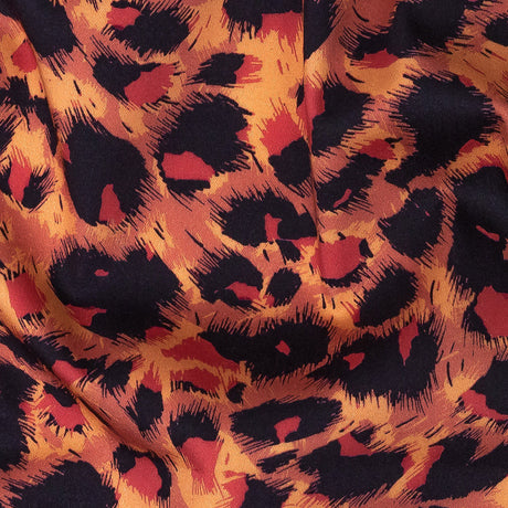 Stretch Cotton Sateen - Pink and Orange Leopard Spots - Tijuca Sunrise Print - Mood Exclusive Rio Collection