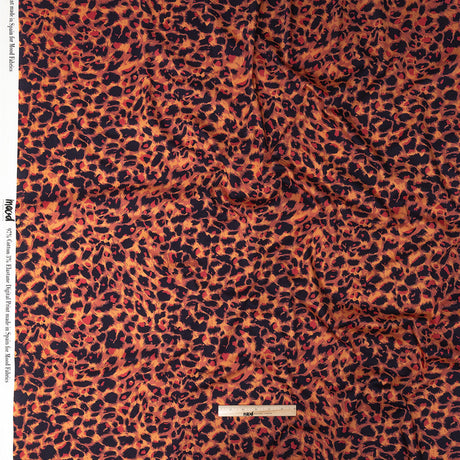Stretch Cotton Sateen - Pink and Orange Leopard Spots - Tijuca Sunrise Print - Mood Exclusive Rio Collection