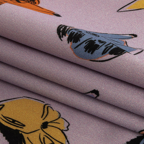 Stretch Cotton Sateen - Lilac and Rainbow Dog Doodles - TREATS Print - Mood Exclusive Sugar Collection