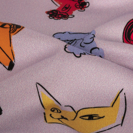 Stretch Cotton Sateen - Lilac and Rainbow Dog Doodles - TREATS Print - Mood Exclusive Sugar Collection