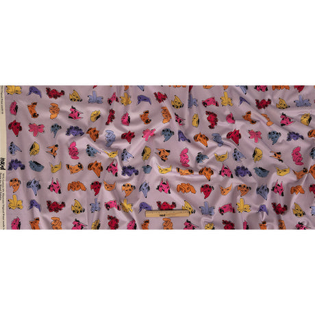 Stretch Cotton Sateen - Lilac and Rainbow Dog Doodles - TREATS Print - Mood Exclusive Sugar Collection
