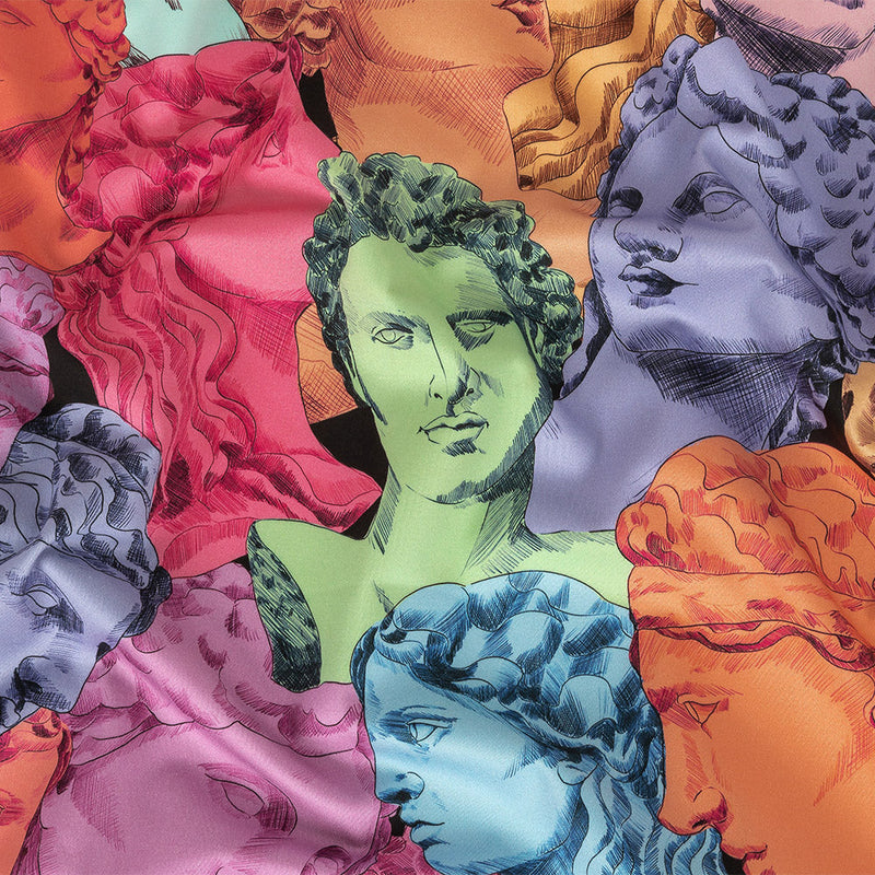 Stretch Cotton Sateen - Rainbow Roman Busts - Saccharine Statuary Print - Mood Exclusive Sugar Collection