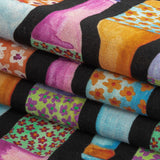 Cotton Voile - Rainbow Bottles on Black - Pop Bottle Parade Print - Mood Exclusive Sugar Collection