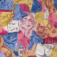 Cotton Voile - Rainbow Self Care Illustrations - Eating Bon Bons Print - Mood Exclusive Sugar Collection