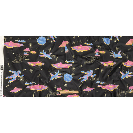 Cotton Voile - Black, Pink and Blue Astronauts in Space - Sweet Dreams Print - Mood Exclusive Sugar Collection
