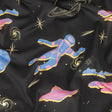 Cotton Voile - Black, Pink and Blue Astronauts in Space - Sweet Dreams Print - Mood Exclusive Sugar Collection
