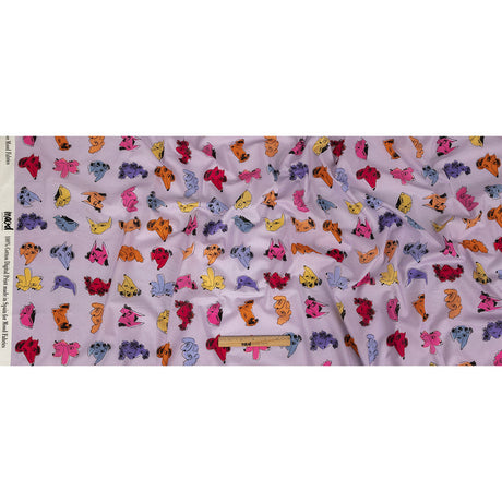 Cotton Voile - Lilac and Rainbow Dog Doodles - TREATS Print - Mood Exclusive Sugar Collection