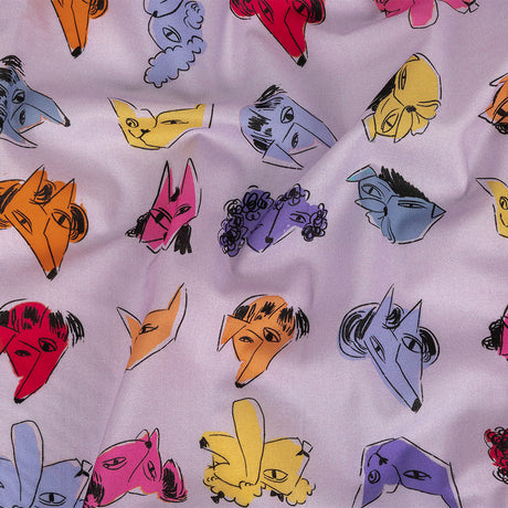 Cotton Voile - Lilac and Rainbow Dog Doodles - TREATS Print - Mood Exclusive Sugar Collection