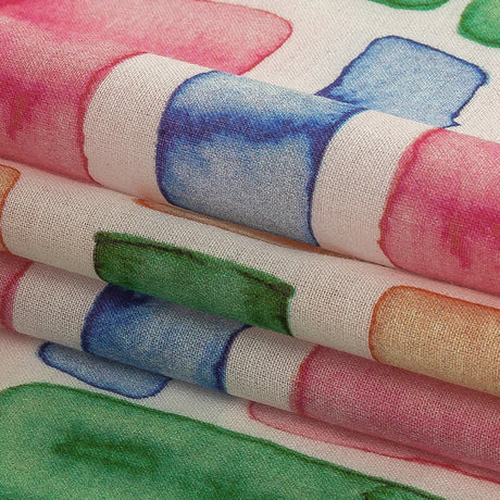 Cotton Voile - Rainbow Watercolor Plaid - Jujube Jubilee Print - Mood Exclusive Sugar Collection