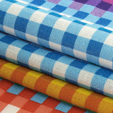 Linen and Rayon Woven - Rainbow Checkers - Picnic Patisserie Print - Mood Exclusive Sugar Collection